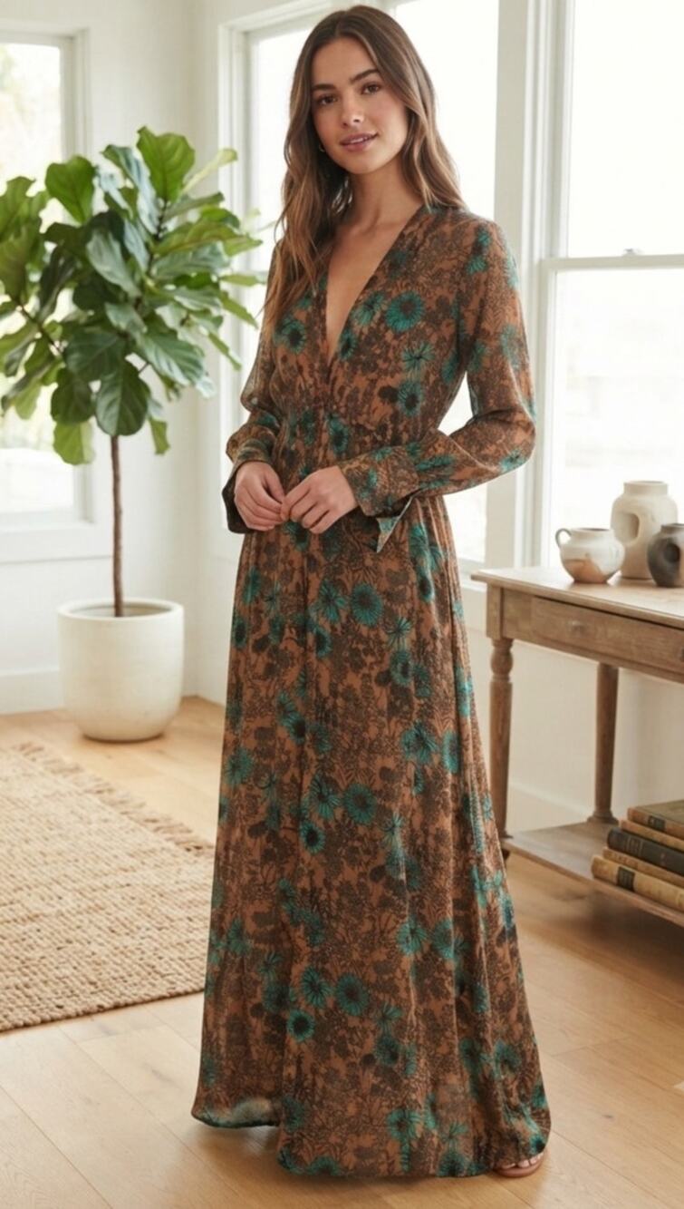 Gorgeous Scanlan Theodore Sunflower Print Maxi Dress